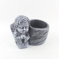 Pot de fleurs en forme de cœur pour Halloween, en ciment organique, vase en terre cuite pour jardin et maison