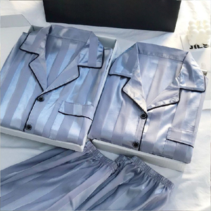 SFYS184 nuovo arrivo <span class=keywords><strong>camicia</strong></span> pigiama di lusso leggero sottile + Shorts Jacquard <span class=keywords><strong>seta</strong></span> di ghiaccio traspirante per la casa Set pigiama Casual da donna - Product Image 3