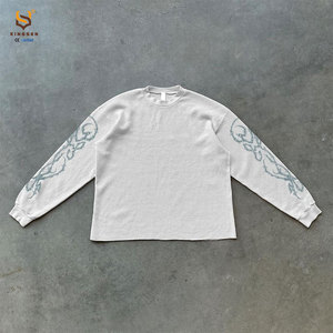 Camiseta de Manga Larga Personalizada de Punto Waffle para Hombre, 300 g/m², Estilo Urbano, Talla Grande, Algodón Liso, Venta al Por Mayor - Product Image 1