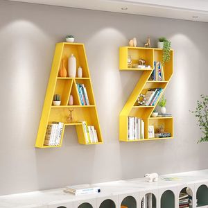 Librería Moderna y Creativa de Hierro con Panel de Diseño de Letras para Sala de Estar, <span class=keywords><strong>Biblioteca</strong></span> Escolar y Taller - Estantes Ajustables Ecológicos - Product Image 4