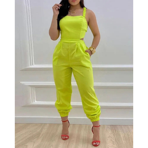 Nouvelle <span class=keywords><strong>combinaison</strong></span> d'été de haute qualité pour femme, à bretelles, dos nu, imprimé nœud, taille haute - Product Image 2