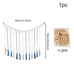 Décoration murale nordique, tapisserie murale <span class=keywords><strong>à</strong></span> franges avec clips photo, tapisserie tissée <span class=keywords><strong>à</strong></span> la main, mur photo bohème - Product Image 5