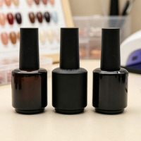 Flacon vide de vernis à ongles gel UV noir ambré miniature de 15 ml avec pinceau
