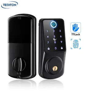 Fechadura de porta inteligente digital TTlock China Fornecedor APP Access Fechadura de porta de segurança inteligente com Alexa Google Home