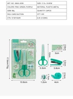 Kit de fournitures de bureau et scolaires miniatures 6 pièces comprenant agrafeuse en plastique, ciseaux, dévidoir de ruban adhésif, agrafes en acier - Ensemble de papeterie mignon