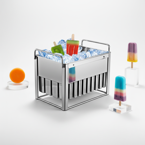 Molde para Paletas de Hielo con Logotipo, Molde para Helados de Leche, Molde Comercial de Acero Inoxidable para Paletas de Hielo, Contenedor para 20 Paletas - Product Image 1