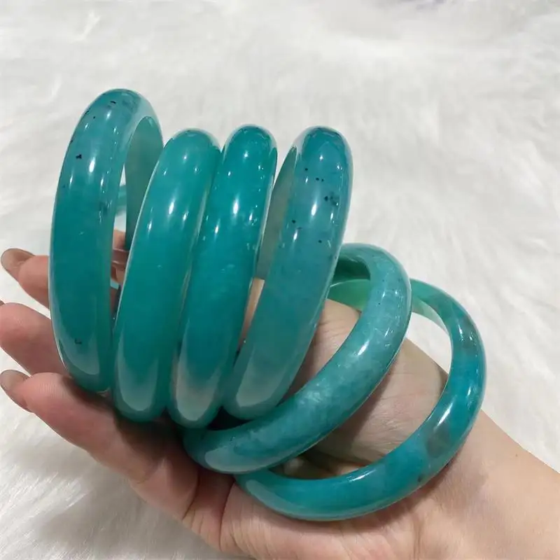 Bracelets bracelets en cristal de pierre d'amazonite bleue polie faite à la main naturelle en gros pour cadeaux