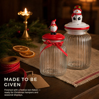 Pot à bonbons en sucre de cuisine Boîte à biscuits en verre avec couvercle en céramique au design de Noël