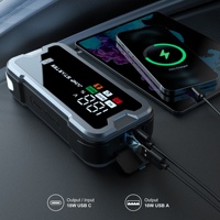 Démarreur de Voiture 4-en-1 et Power Bank 10000mAh 2000A de Pointe 12V USB-C 150W avec Affichage Numérique – Kit d'Urgence