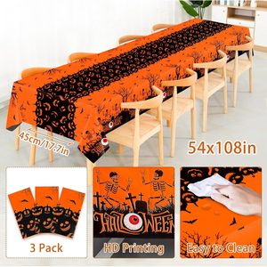 Rectangle Polyester Halloween <b>Tablecloth</b> Indoor Birthday <b>Party</b> Supplies Decorations with Pumpkins for Hotels - Product Image 2