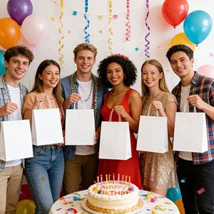Bolsas de Regalo de Papel Blanco con Asas Reforzadas, Bolsas de Papel Lisas sin Olor para Empaquetado Personalizado con Marca Propia - Product Image 2