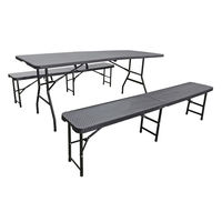 Table de jardin pliante en rotin noir 6FT, robuste, pour traiteur, extérieur, fête, portable, en plastique – Offre Spéciale