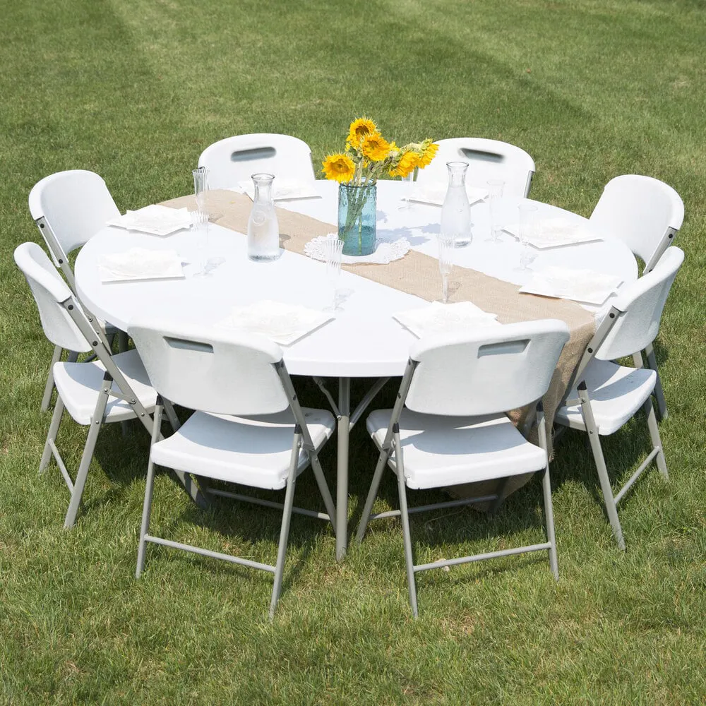 Mesas redondas de plástico dobráveis para jantar ao ar livre barato por atacado de 6 pés para catering