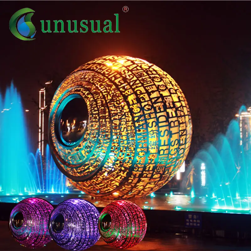 Landscaping smart outdoor stainless 3d motif ball light led lighting suitable to seaside public plaza sculpture decoration lamp