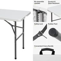 Table pliante 4 pieds, portable, robuste, en plastique, pliable en deux, hauteur réglable, pour salle de sport, extérieur, hôtel, cuisine, moderne