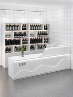 Comptoir de réception commercial intégré pour hôtel, bar, caisse, avec armoire à vin d'angle, en mélamine, simple