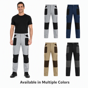 Reinforced <strong>Work</strong> <strong>Pants</strong> Stretch Side Waist Multi Pocket Contrast Cargo Trousers Knee Reinforcement <strong>Work</strong> Trousers OEM Custom Logo - Product Image 2