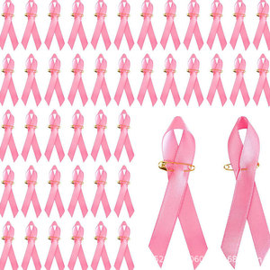 En gros, Badges de revers en satin <span class=keywords><strong>rose</strong></span> de sensibilisation au cancer du sein avec épingle de sûreté pour les événements de collectes de fonds caritatifs - Product Image 1