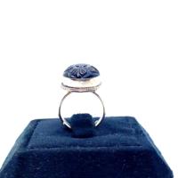Bague de fiançailles cocktail traditionnelle en argent plaqué 925 antique avec pierre de rubis naturel et motif paix, bijoux pour femme, décembre