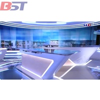 Table de diffusion blanche personnalisée de l'équipement de radiodiffusion TV Bureau de nouvelles TV en pierre artificielle