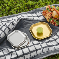 Plat de barbecue en acier inoxydable de style coréen classique, irrégulier, écologique, durable, de qualité alimentaire, poli, épaissi, pour sushi et desserts