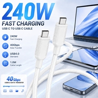Câble USB C vers USB C 1M, charge rapide 240W, transfert de données 40 Gbps, nylon tressé, embout métallique, type C