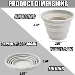 Cangkir silikon kustom dapat dilipat untuk perjalanan dapat digunakan kembali cangkir perjalanan lipat kecil portabel cangkir berkemah Backpacking <span class=keywords><strong>300ml</strong></span> - Product Image 3