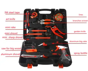 Best price china factory 12pcs tool box hand tool sets mini rake hand saw garden tool for gardening