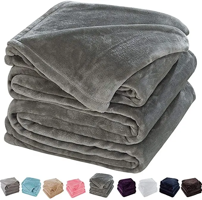 Chine Usine Personnalisé Anti-Pilule Coral Fleece Flanelle Couverture Queen Size Solide Plaine Conception Portable avec Certification GRS