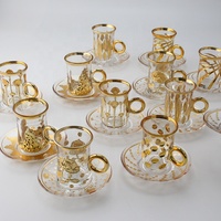 Nouvel Arrivage en Gros – Services de Moulage Personnalisé – Ensembles de Tasses à Thé en Verre Plaqué Or/Argent Gravé de Luxe – Meilleurs Cadeaux pour Mariages et Fêtes