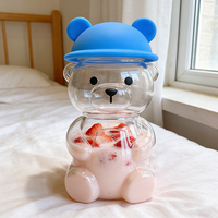 Ensemble de tasses personnalisables en silicone de qualité alimentaire de luxe (couvercles motif ours en peluche/dinosaure/chat) antidérapantes, lavables, à thème festif
