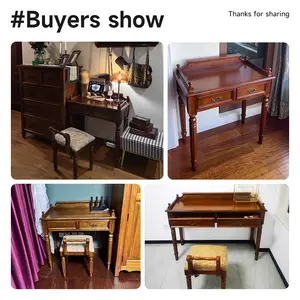 Escritorio de madera maciza a la venta, escritorio de estudio de estilo americano, mesa de aprendizaje para niños de varios tamaños con taburete, muebles para sala de estudio en casa - Product Image 3