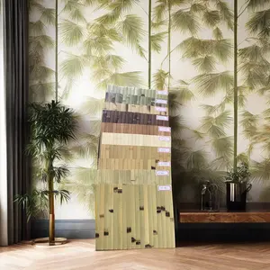 Papel de parede de bambu para decoração de casa, material natural, planta