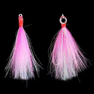 Hameçons de pêche Big Eyes UV Bucktail Teasers en acier à haute teneur en carbone à deux ardillons pour leurres de pêche Steelhead Minnow, saumon et bar. - Product Image 5
