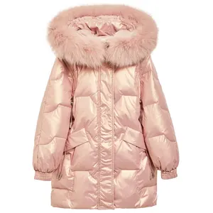 Manteau d'hiver brillant pour filles, doudoune à capuche, vêtement d'extérieur, chaud, en coton, pour adolescentes,