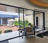 Puerta Corredera de Vidrio con Marco de Aluminio Resistente, Puerta de Entrada para Villa con Aislamiento Térmico y Eficiencia Energética