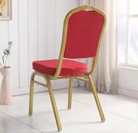 Chaise d'événement à cadre doré personnalisé, prix abordable, rouge, empilable, en tissu, pour cérémonie de mariage, célébration, salle de banquet