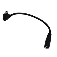 V8 0.15M Micro USB à 3.5MM Jack Audio Câble Adaptateur 90 Degrés avec Gaine en PVC pour Caméra Casque Écouteur Femelle Câble