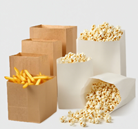 Sac en papier biodégradable de qualité alimentaire pour popcorn chips de sucre frites emballage de restauration rapide pochette de collation emballage épais imprimé à emporter