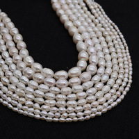 Perles de culture d'eau douce en cristal YWJC en gros, brins de perles de riz 2mm-13mm, perles filetées DIY pour la fabrication de bijoux