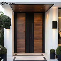 Puertas Batientes con Marco de Aluminio para Entrada Principal Exterior, Vidrio Templado con Rotura de Puente Térmico, Estilo Moderno para Villas y Casas de Playa