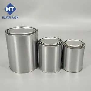 Unlined Quart Empty Round Tin Can Container Triple Tight Lid For Paint Packaging