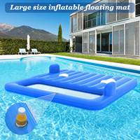 Matelas gonflable pour adultes avec appui-tête et porte-gobelet, pour bain de soleil, jouet gonflable de piscine en PVC, 180x180cm