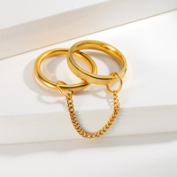 Anillo De Acero Inoxidable Cadena Larga Anillo De Apilamiento De Acero De Titanio Dos Capas Anillos Apilables
