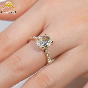 Compromiso de oro de 10K y 14K delicado personalizado con anillo de diámetro de laboratorio ovalado de 0,3 CT a 2,5 CT DEF CVD HPHT - Product Image 3