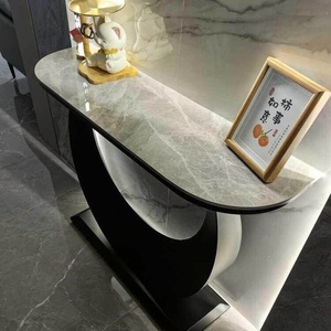 Meuble d'entrée moderne en métal de style italien avec plateau en ardoise, design de luxe léger pour salon et couloir - Product Image 3