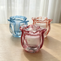 Bougie d'aromathérapie artisanale en verre cristal en forme de fleur, écologique, à la cire de soja pure, parfum longue durée, pour table et fêtes