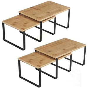 <b>Kitchen</b> <b>Storage</b> Rack Bamboo Spice Racks with Metal Legs Bamboo Spice Rack Organizer for Countertop - Product Image 1