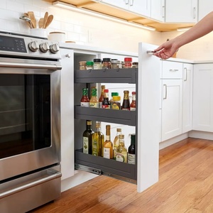 Cestello Estraibile Moderno per Armadio, Massimizza l'Accessibilità degli Oggetti, Cestello Scorrevole da <span class=keywords><strong>Cucina</strong></span> a 3 Livelli, Organizzatore in Metallo per <span class=keywords><strong>Dispensa</strong></span>, 1 Anno di Garanzia - Product Image 2