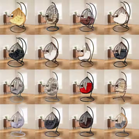 Fauteuil suspendu moderne de haute qualité pour intérieur et extérieur, en rotin et osier, avec support, style hamac ou panier suspendu en forme d'œuf